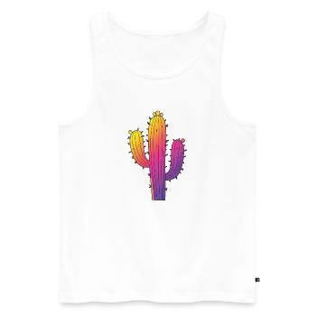 Cactus Arc-en-Ciel - Ambiance Soleil Couchant - Débardeur bio Premium Homme - blanc - Devant - Michal (187cm)