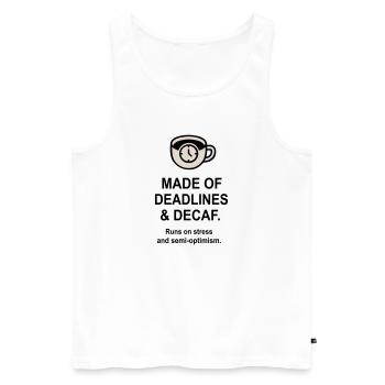 Fristen und Entkoffeinierung - Männer Premium Bio Tank Top - Weiß - Vorne - AI Model Male 178 light (178cm)