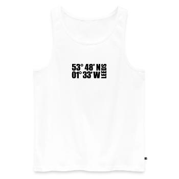 Leeds Koordinaten - Männer Premium Bio Tank Top - Weiß - Vorne - Michal (187cm)