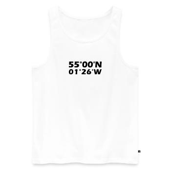 South Shields Koordinaten - Männer Premium Bio Tank Top - Weiß - Vorne - Michal (187cm)