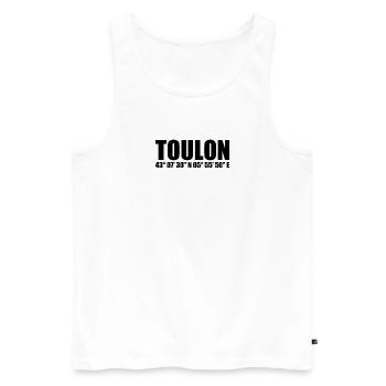 Toulon Koordinaten - Männer Premium Bio Tank Top - Weiß - Vorne - Michal (187cm)