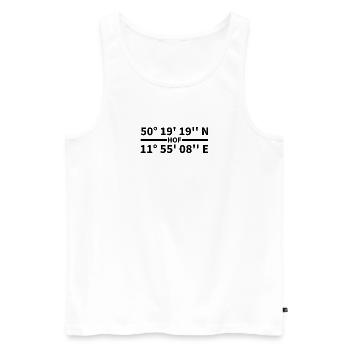 Hof Koordinaten - Männer Premium Bio Tank Top - Weiß - Vorne - Michal (187cm)