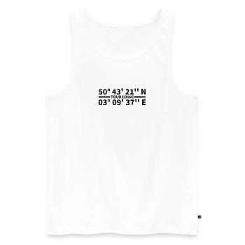 Tourcoing Koordinaten - Männer Premium Bio Tank Top - Weiß - Vorne - Michal (187cm)
