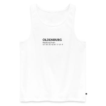 Oldenburg, Lower Saxony coordinates - Men's Premium Organic Tank Top - white - Front - Michal (187cm)