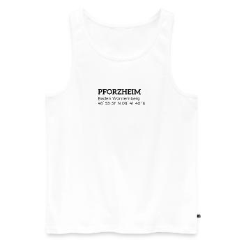 les coordonnées de Pforzheim Baden-Württemberg - Débardeur bio Premium Homme - blanc - Devant - Michal (187cm)