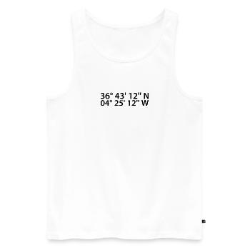Coordonnées de Malaga - Débardeur bio Premium Homme - blanc - Devant - AI Model Male 178 light (178cm)