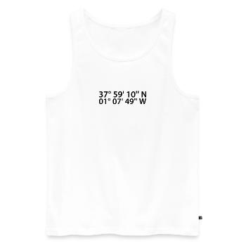 Murcia Koordinaten - Männer Premium Bio Tank Top - Weiß - Vorne - AI Model Male 178 light (178cm)