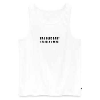 Halberstadt Sachsen-Anhalt - Männer Premium Bio Tank Top - Weiß - Vorne - Michal (187cm)