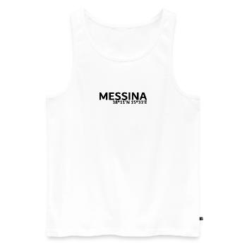 Messina Koordinaten - Männer Premium Bio Tank Top - Weiß - Vorne - Michal (187cm)