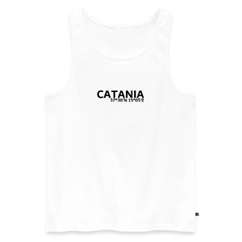 Coordonnées de Catane - Débardeur bio Premium Homme - blanc - Devant - AI Model Male 178 light (178cm)