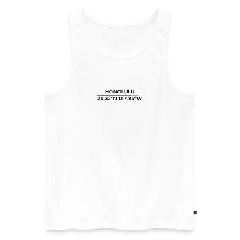 Coordonnées Honolulu, Hawaï, États-Unis - Débardeur bio Premium Homme - blanc - Devant - AI Model Male 178 light (178cm)