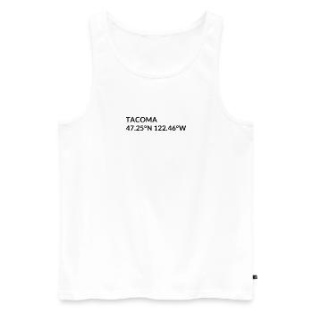 Tacoma Washington USA Koordinaten - Männer Premium Bio Tank Top - Weiß - Vorne - Michal (187cm)