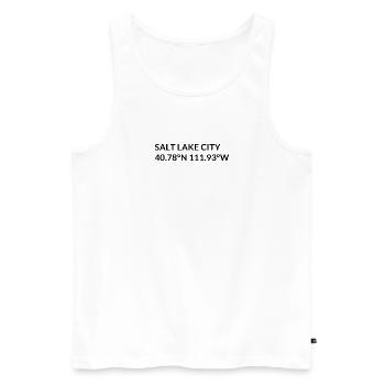 Coordonnées Salt Lake City, Utah, États-Unis - Débardeur bio Premium Homme - blanc - Devant - AI Model Male 178 light (178cm)