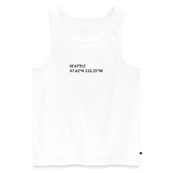 Seattle Washington USA Coordinates - Men's Premium Organic Tank Top - white - Front - AI Model Male 178 light (178cm)