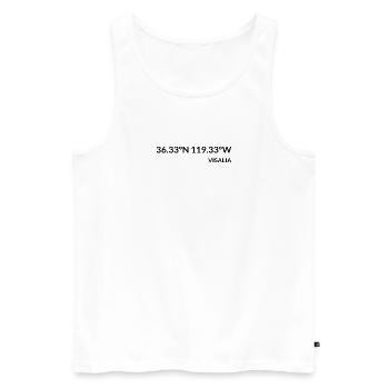 Visalia California USA Koordinaten - Männer Premium Bio Tank Top - Weiß - Vorne - Michal (187cm)