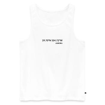 Aurora Colorado USA Koordinaten - Männer Premium Bio Tank Top - Weiß - Vorne - AI Model Male 178 light (178cm)