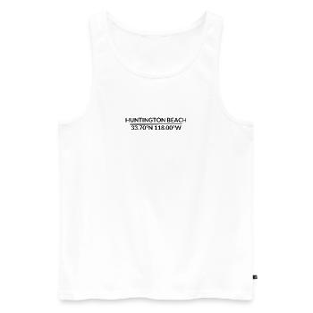 Huntington Beach, Californie, États-Unis Coordonnées - Débardeur bio Premium Homme - blanc - Devant - Michal (187cm)