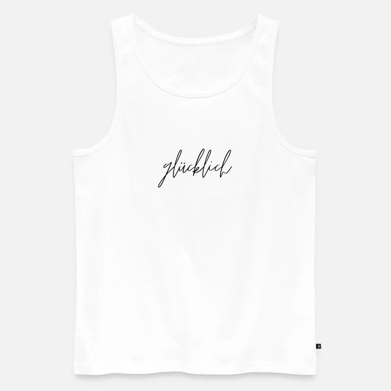 glücklich schwarz - Männer Premium Bio Tank Top - Weiß