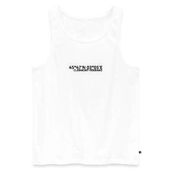 Coordonnées clermont-ferrand - Débardeur bio Premium Homme - blanc - Devant - AI Model Male 178 light (178cm)