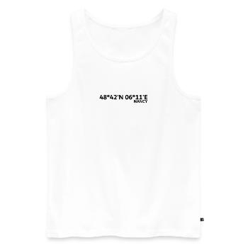 Nancy Koordinaten - Männer Premium Bio Tank Top - Weiß - Vorne - AI Model Male 178 light (178cm)