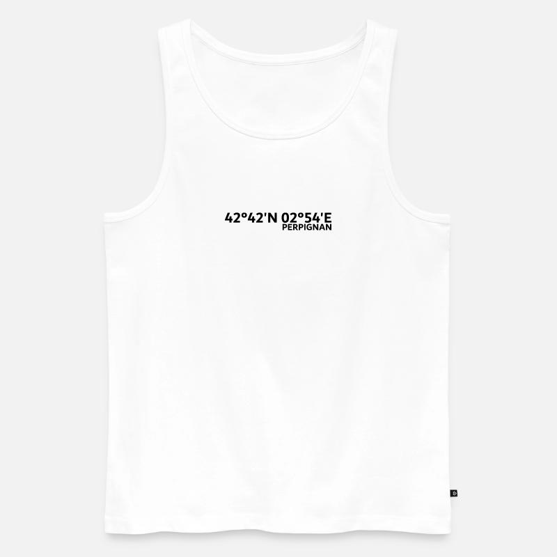 Perpignan Koordinaten - Männer Premium Bio Tank Top - Weiß