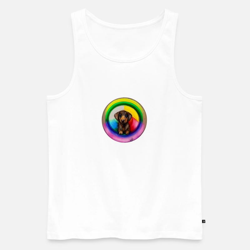 Dackel im Regenbogendesign - Männer Premium Bio Tank Top - Weiß