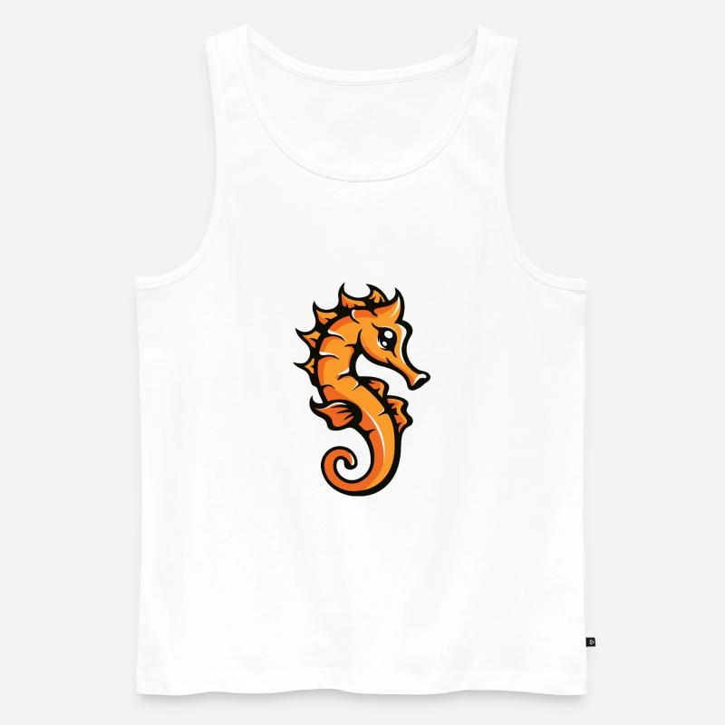Seepferd Comic - Männer Premium Bio Tank Top - Weiß