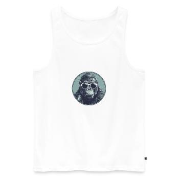Gorilla mit Sonnenbrille, Affe, Primat - Männer Premium Bio Tank Top - Weiß - Vorne - AI Model Male 178 light (178cm)