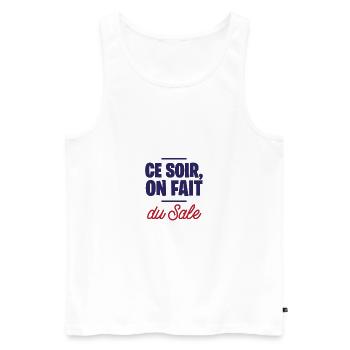 Ce soir, on fait du sale - Débardeur bio Premium Homme - blanc - Devant - Michal (187cm)
