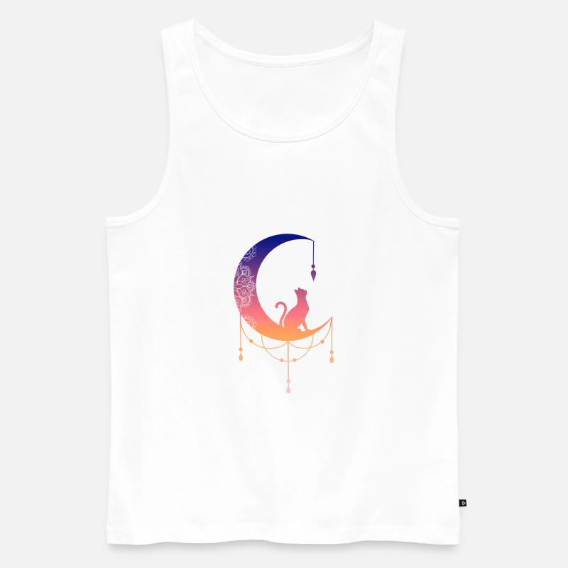 Die Katze im Mond - Männer Premium Bio Tank Top - Weiß