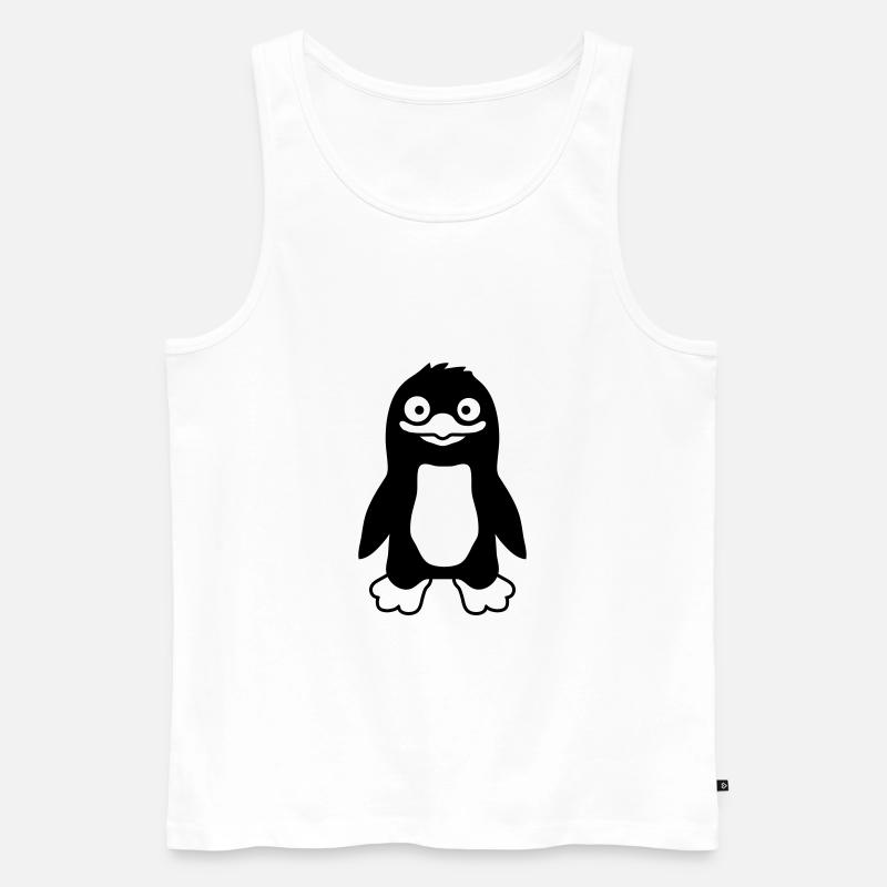Ulkiger lustiger Pinguin grinst - Männer Premium Bio Tank Top - Weiß