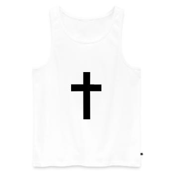 Kreuz - Männer Premium Bio Tank Top - Weiß - Vorne - Michal (187cm)