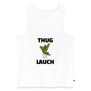 Thug Lauch Lauchlifestyle Fitness - Männer Premium Bio Tank Top - Weiß - Vorne - Michal (187cm)