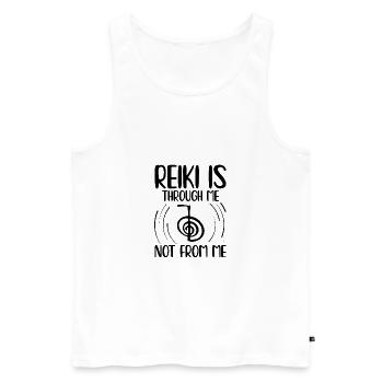 Idée cadeau de Reiki | Reiki Maître Yoga Méditer - Débardeur bio Premium Homme - blanc - Devant - Michal (187cm)