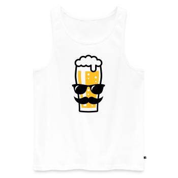 Bierglas (Bier / Sonnenbrille / Schnurrbart / 2C) - Männer Premium Bio Tank Top - Weiß - Vorne - Michal (187cm)