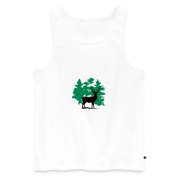 Hirsch - Deer - Männer Premium Bio Tank Top - Weiß - Vorne - Michal (187cm)