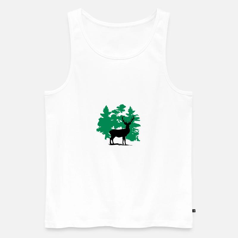 Hirsch - Deer - Männer Premium Bio Tank Top - Weiß