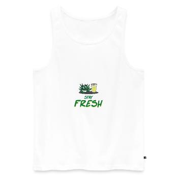 Stay fresh - Men's Premium Organic Tank Top - white - Front - AI Model Male 178 light (178cm)