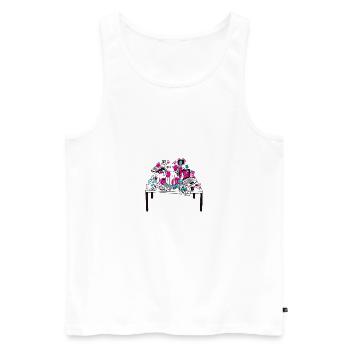 Katze auf Schreibtisch Chaos - Männer Premium Bio Tank Top - Weiß - Vorne - AI Model Male 178 light (178cm)