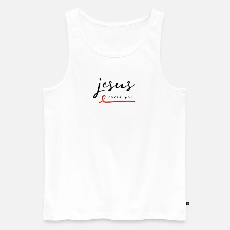 Jésus t’aime comme tu es | Évangélisation - Débardeur bio Premium Homme - blanc