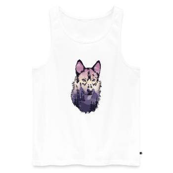 Wolf Schäferhund Hund - Männer Premium Bio Tank Top - Weiß - Vorne - Michal (187cm)