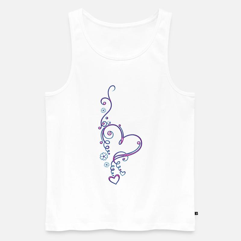 Herz mit Blumen, Liebe, pink blue - Männer Premium Bio Tank Top - Weiß