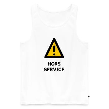 HORS SERVICE. PANNEAU. DANGER. HUMOUR. DRÔLE - Débardeur bio Premium Homme - blanc - Devant - AI Model Male 178 light (178cm)