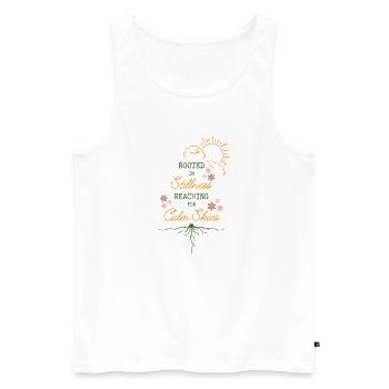 Rooted in Stillness Calm Skies - Men's Premium Organic Tank Top - white - Front - AI Model Male 178 light (178cm)