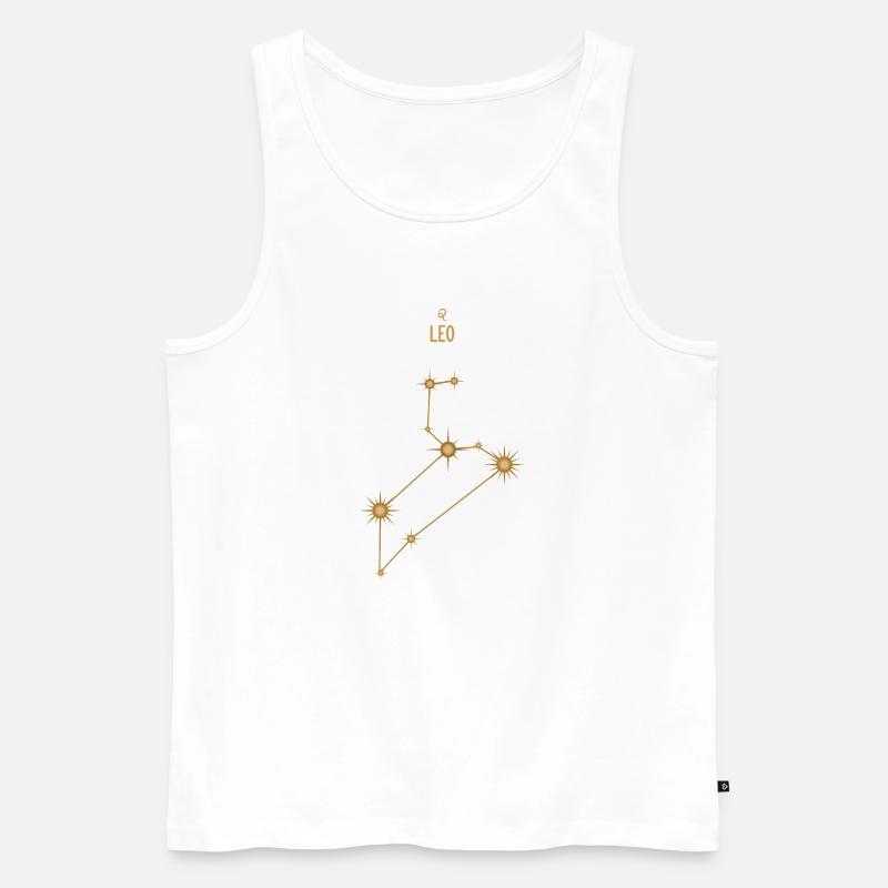 Löwe Sternzeichen Sternkonstellation Goldene Töne - Männer Premium Bio Tank Top - Weiß