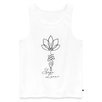 Yoga Lover Lotus Blume Spiritualität Meditation - Männer Premium Bio Tank Top - Weiß - Vorne - Michal (187cm)