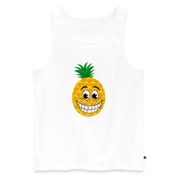 gai dessin animé ananas sucré fruits tropicaux été - Débardeur bio Premium Homme - blanc - Devant - AI Model Male 178 light (178cm)