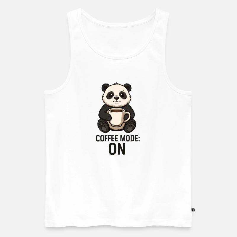 Kaffee Panda Modus An Tier Design  - Männer Premium Bio Tank Top - Weiß