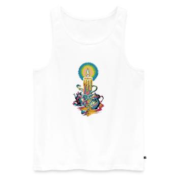 Faith Light Candle Retro Spirit Design - Débardeur bio Premium Homme - blanc - Devant - AI Model Male 178 light (178cm)