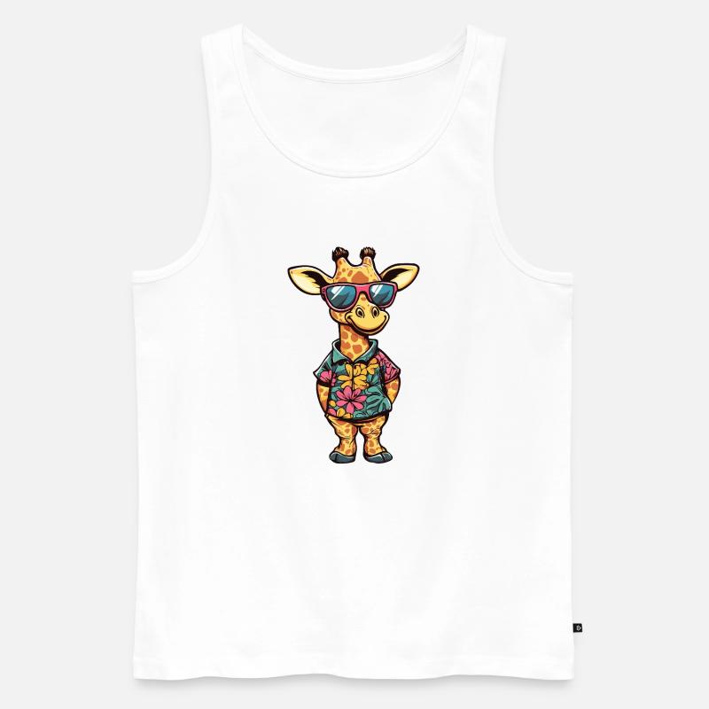 Giraffe Comic Urlaub - Männer Premium Bio Tank Top - Weiß